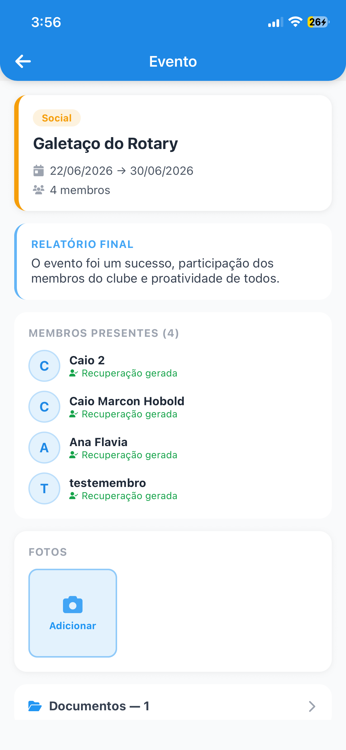 Detalhes de um evento