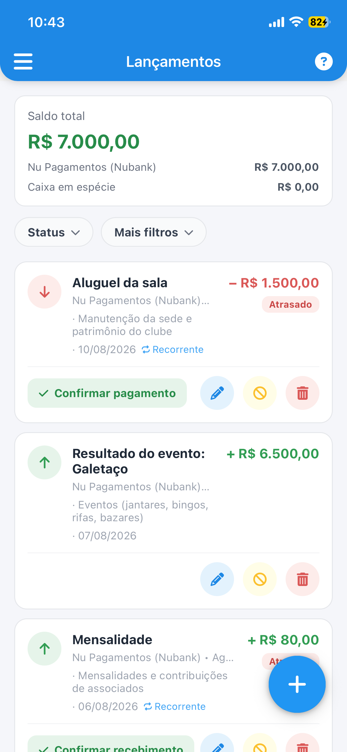 Lançamentos financeiros no WheelShare